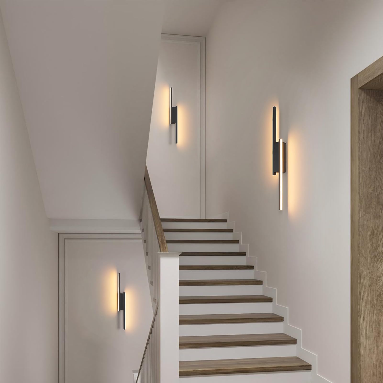Klighten Wandleuchte Innen LED 24W 1700LM, Mordern Dekorative Wandlampe Für Schlafzimmer Wohnzimmer Korridor Treppenhaus, Einstellbare Länge: 40~60 cm, Warmweiß 3000K, Schwarz