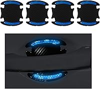 Vista 1 de Augeny 4 calcomanías reflectantes protectoras para manija de automóvil, protector universal de pintura de fibra de carbono 3D para puerta