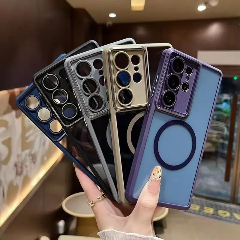 Image of VONZEE Magnetic for Samsung S25 Plus 5g Case, Upgraded Full Camera Protection, Compatible with Magsafe, Drop Protection, Clear Transparent Back Bumper for Samsung S25 Plus 5G (Deep Purple)