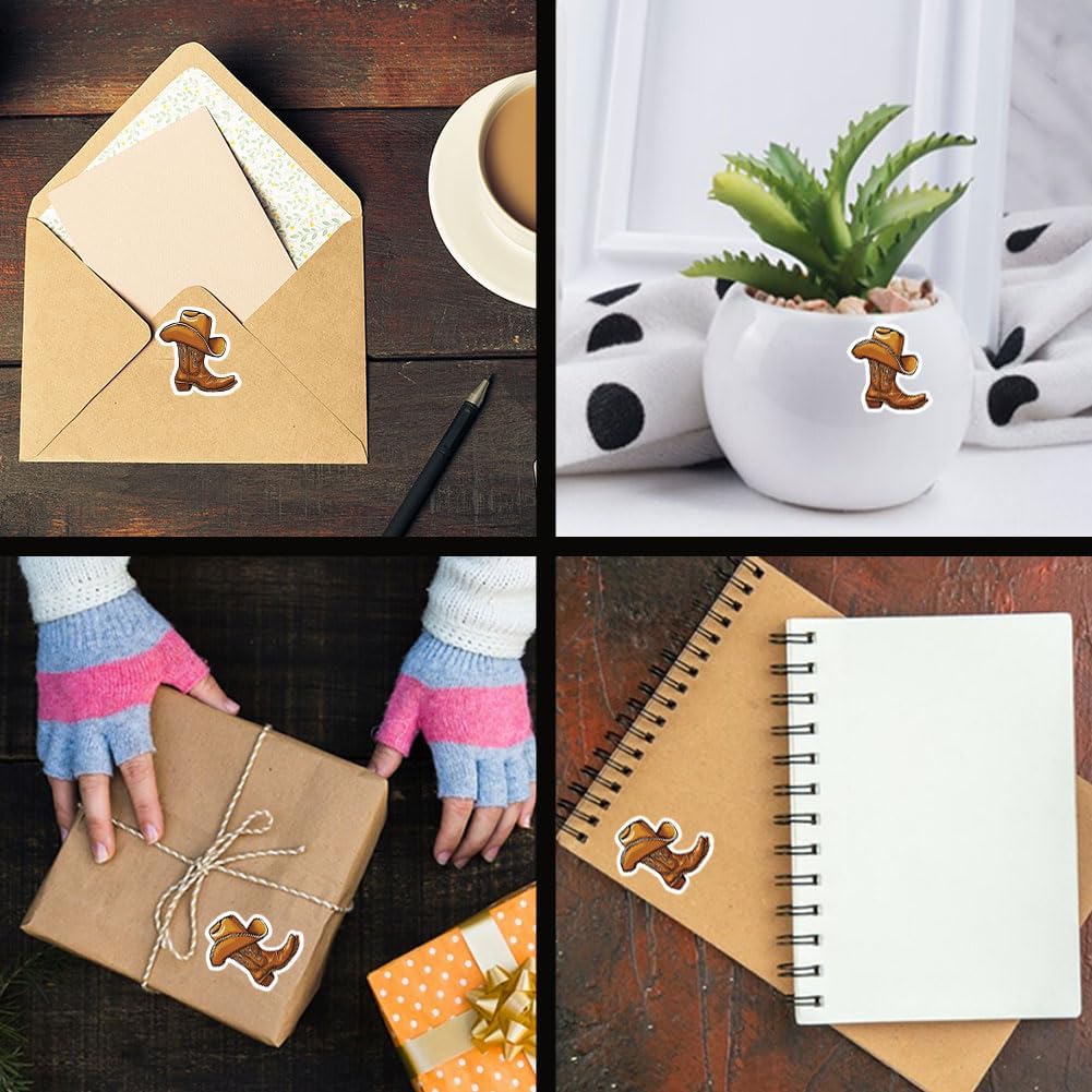 180pcs Cowboy Boots Stickers Self-Adhesive Paper Decorative Stickers Country Western Boot Planner Sticker for Scrapbook Calendar Journals Crafting Party Gift Bag Decor image 5
