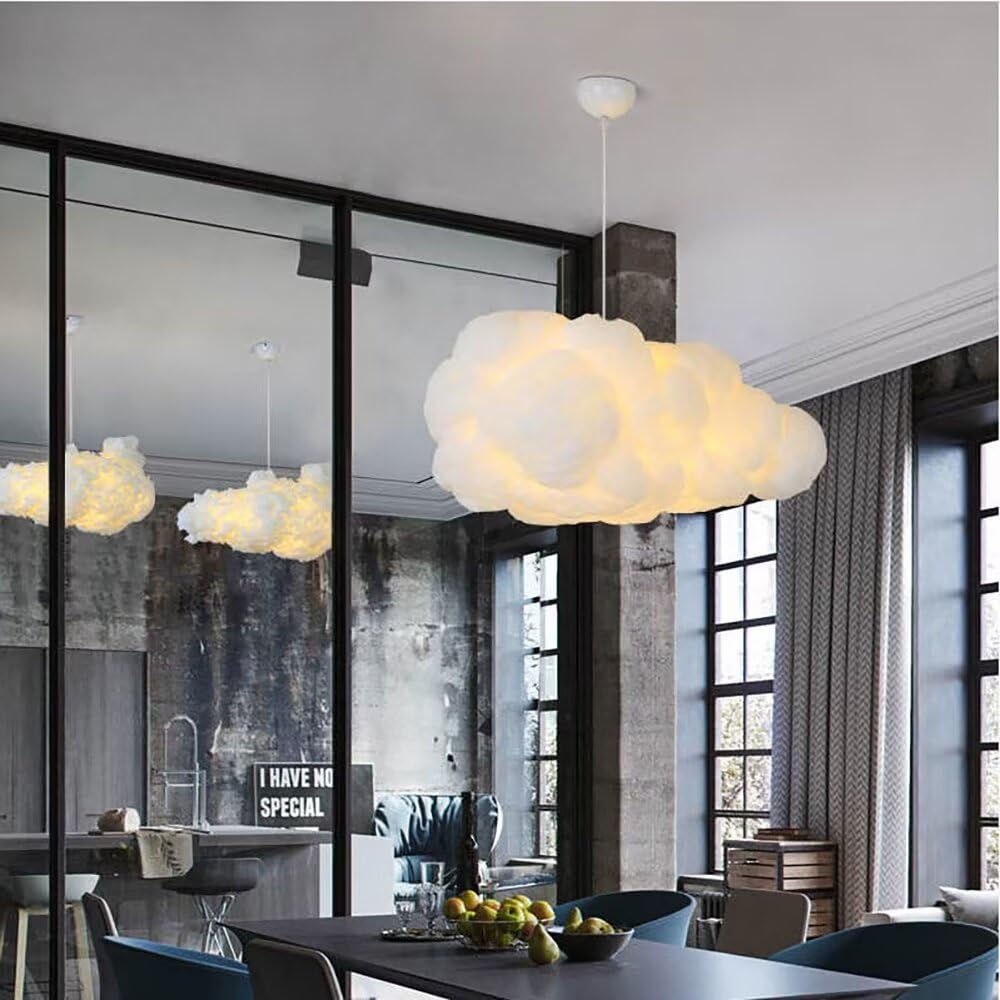Lámpara colgante de nube de simulación creativa de algodón con forma de nube flotante, lámpara de techo decorativa para dormitorio, comedor, pasillo