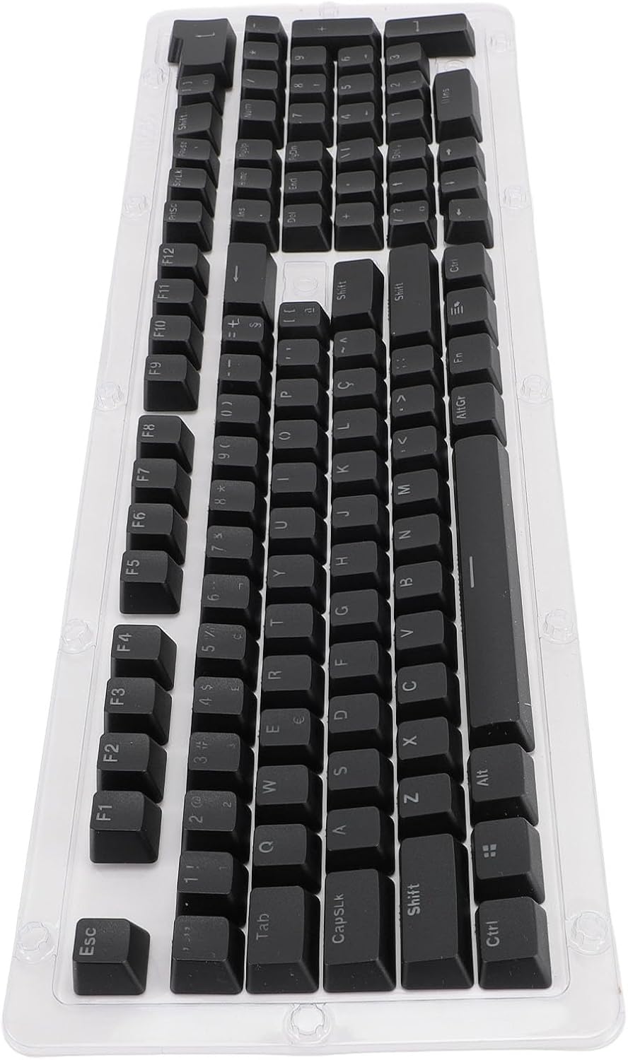 Brazilian Portuguese Keyboard Keycaps, Translucent Backlit 110 Keys Keycaps. Easy to Install, ABS Material, for 61-108 Keyboards, Portuguese Keyboard Keycaps (Black)