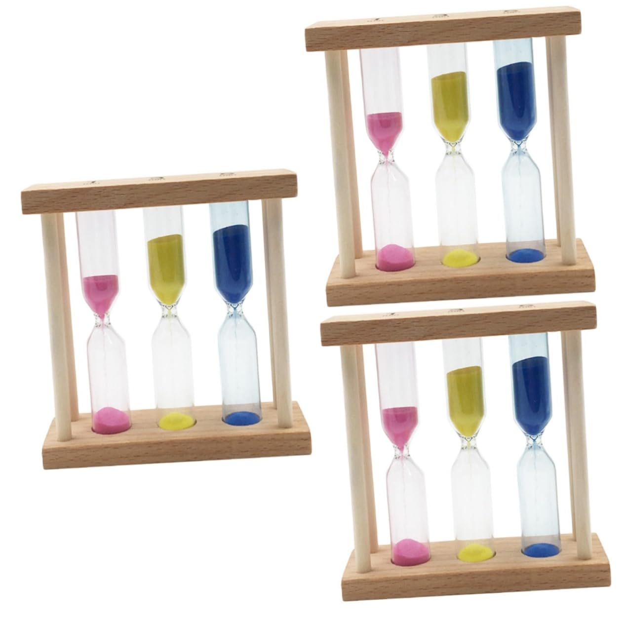 DECHOUS 3 Pezzi Clessidra Timer Sabbia Colorata 1-5 Minuti Orologio in Con Cornice in Legno Per Decorazione