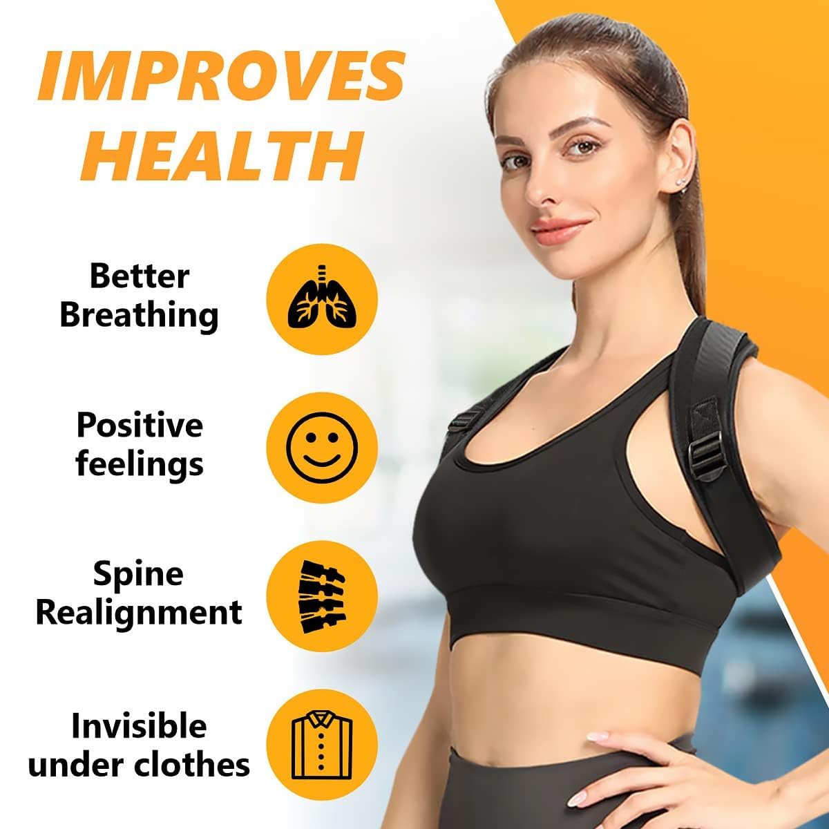 Correcteur de posture pour femmes et hommes, soutien dorsal supérieur réglable pour dos de posture - Soutien et soulagement de la douleur du cou, des épaules et du haut du dos