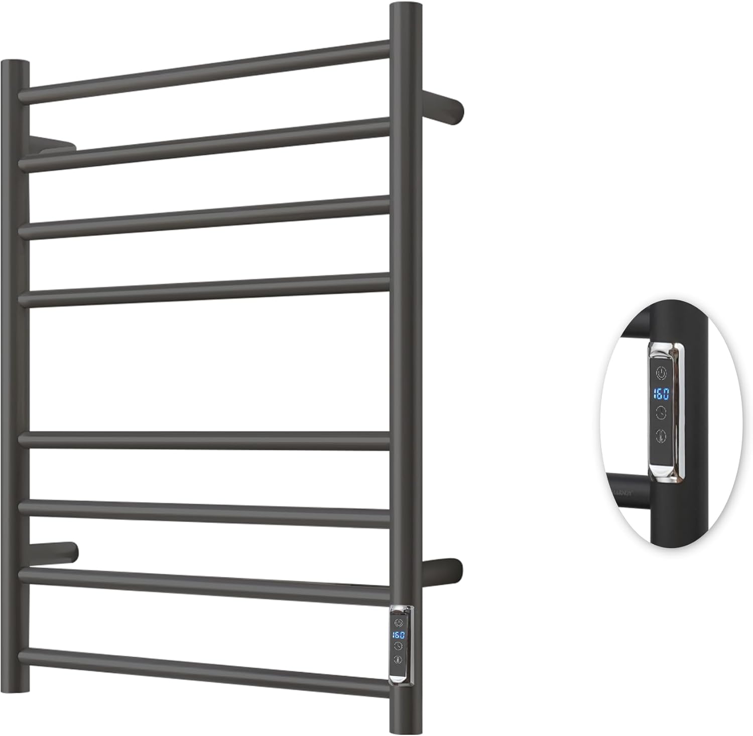 Heated Towel Racks for Bathroom, Wall Mounted Electric Towel Warmer Racks with Timer & Temperature Control, Towel Heater for Bathroom, Matte Black and Brushed Gold, Plug-in (4Bar+8Bar)