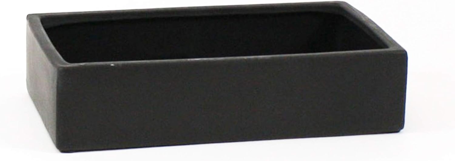 WGV Rectangle Block Ceramic Vase 12" x 7" x 3"H Black Low Plate Planter Terrarium Floral Centerpiece for Wedding Event Home Decor 1 Piece