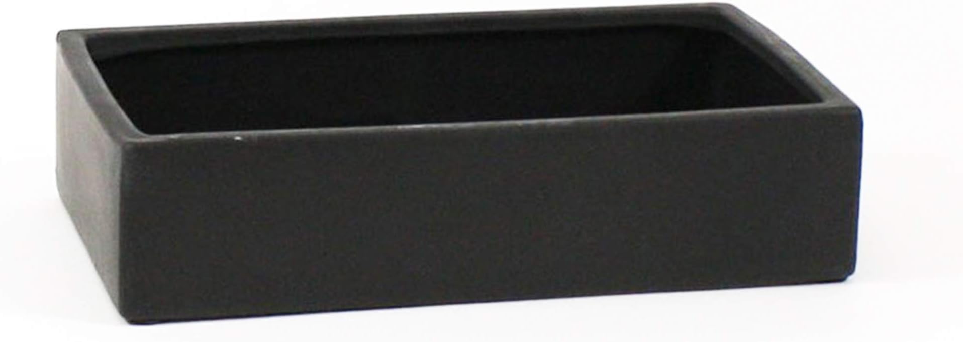 WGV Rectangle Block Ceramic Vase Bulk 12" x 7" x 3"H Black Low Plate Planter Terrarium Floral Centerpiece for Wedding Event Home Decor 6 Pieces