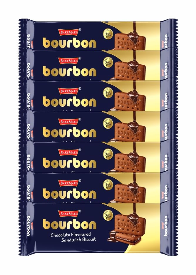 Bourbon Biscuits - Chocolate Cream Filled Sandwich Biscuits | Bourbon Family Pack Combo of 7| Cream Sandwich Biscuit | Rich Chocolate Flavor | 945g ((Packaging Might Vary)