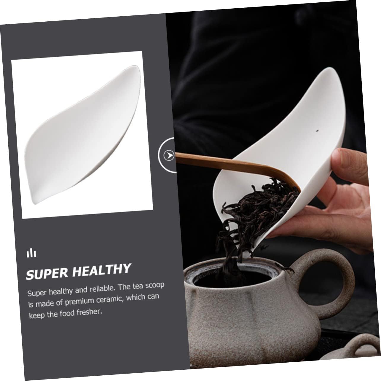 Multi-function Ceramic Tea Scoop Nonstick Teaspoon for Measuring Tea Leaves Milk Powder and Design for Home and Kitchen