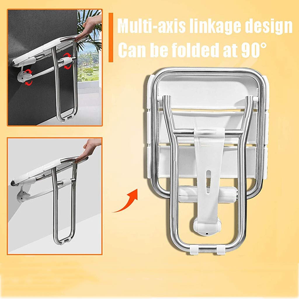 Asiento de Ducha de Pared, Asiento de Ducha Abatible, Asiento de Ducha para Ancianos, Mujeres Embarazadas Y Discapacitados Pesa 200 Kg, Resistente Al Desgaste Y Antideslizante White