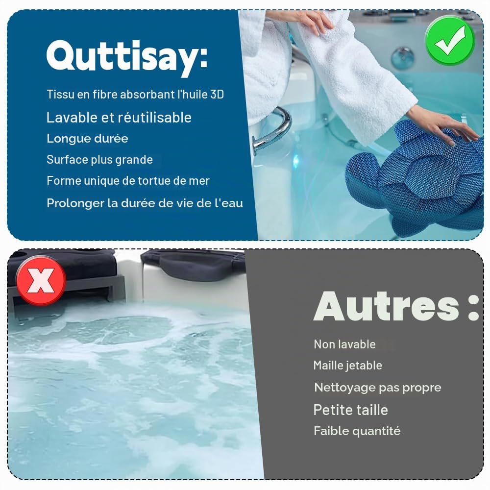 Lotvic Lot de 2 absorbeurs de mousse pour jacuzzi - Réutilisables - Absorbeur d'huile - Tortue en mousse - Pour accessoires de jacuzzi, piscine et spa - Nettoyage des accessoires de piscine