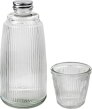 Bedside Water Carafe Set with Tumbler, 1000ml Glass Bottle with Drinking Glass, Glass Set for Nightstand, Water Bottle and Glass Set, Water Jug with Tumbler