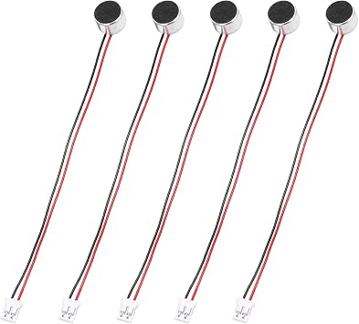 MECCANIXITY 5 Pcs Electret Microphone Condenser Pickup, 9.7mm Dia Mini MIC Electret Condenser with 100mm Wire Leads 50dB for Audio, Black