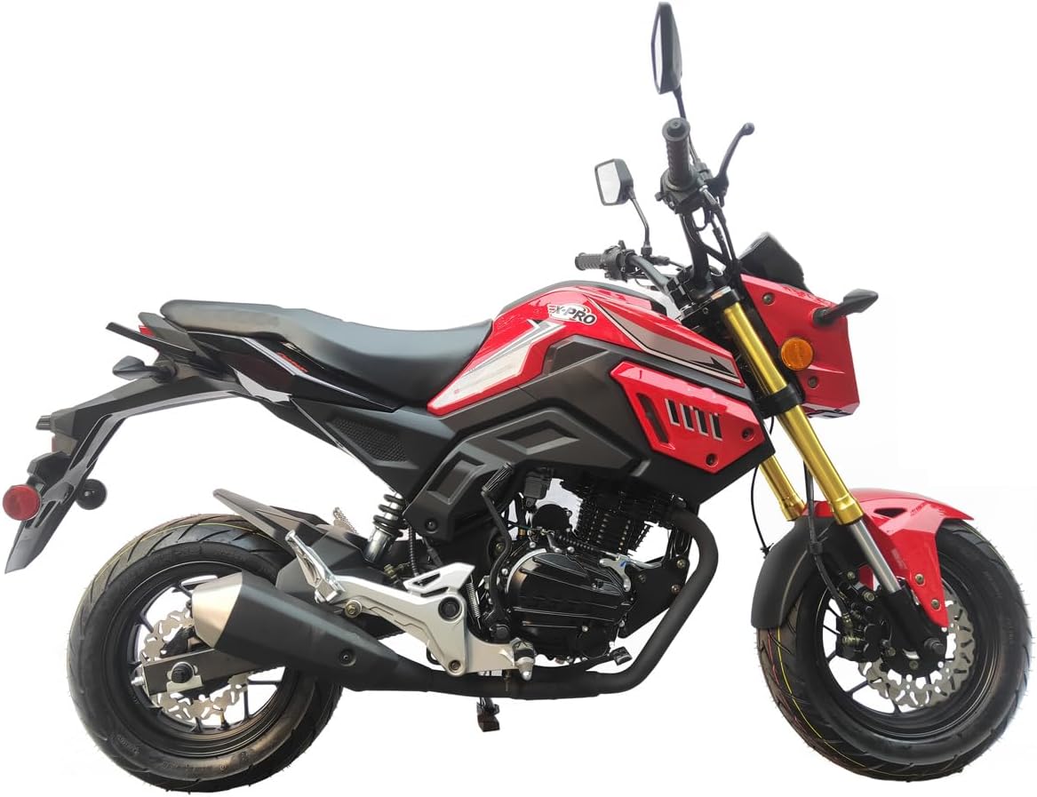 X-PRO Vader 150 Street Motorcycle with 5-Speed Manual Transmission, Electric/Kick Start! 12" Wheels! (Red)