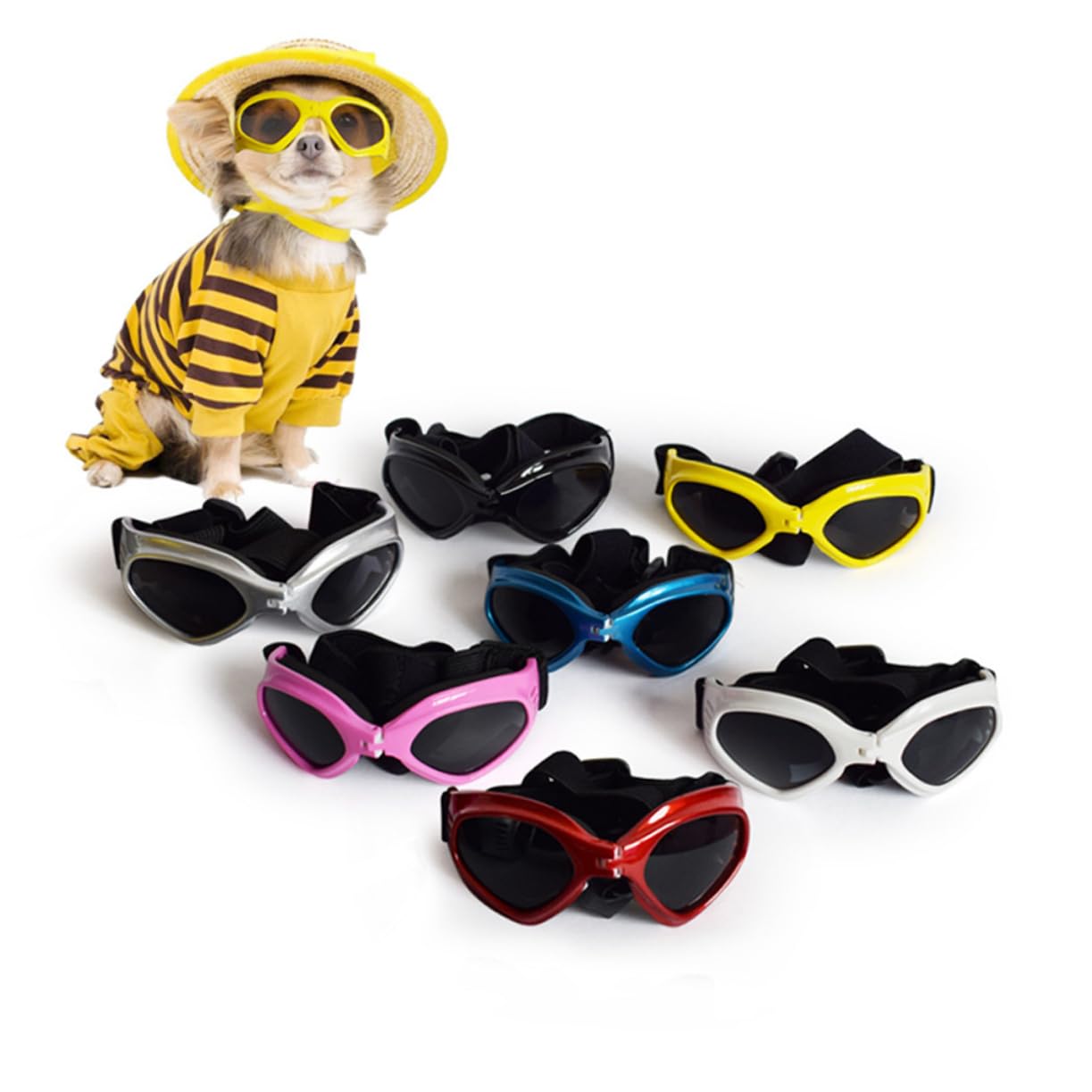 ibasenice Dog Sunglasses Pet Goggles for UV Protection Stylish Eyewear for Cats and Dogs for Outdoor Adventures Red