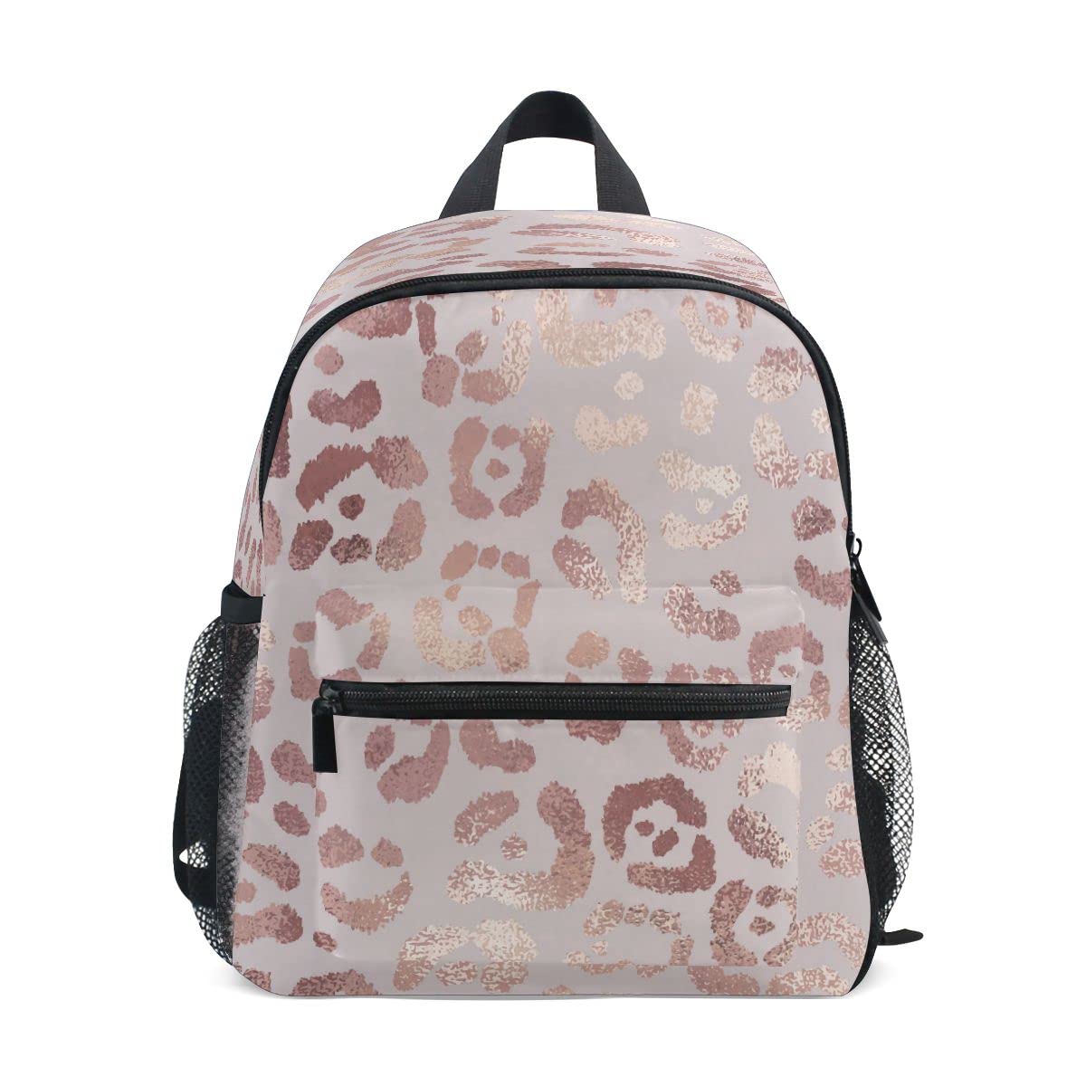 Toddler Backpack Bookbag School Bag Leopard Print Cheetah Rose Gold Travel Bag for Girls Boys Kid with Name Card Medium