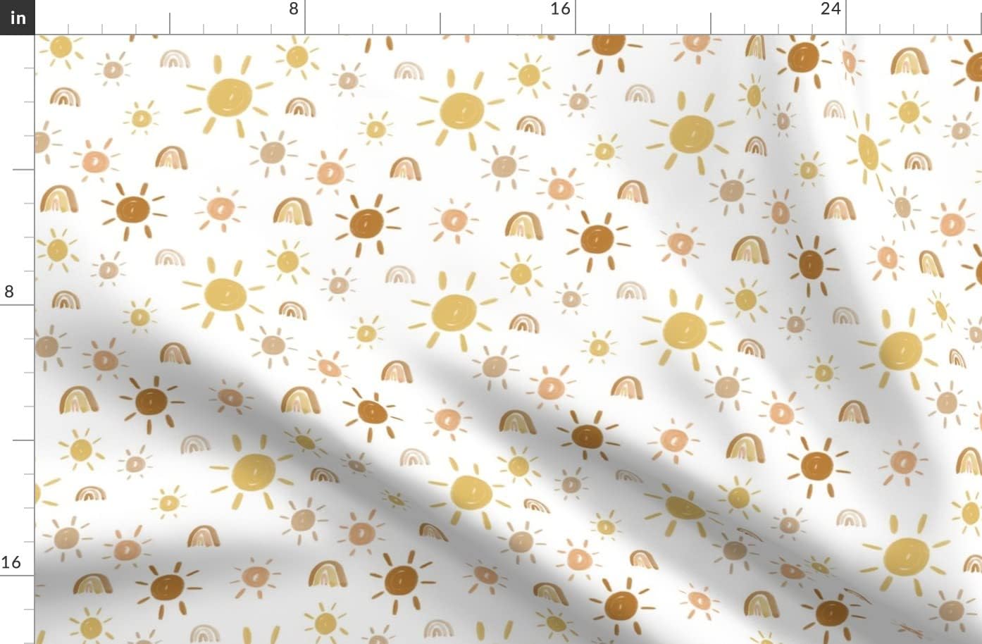 Spoonflower Fabric - Golden Sun Sunny Yellow Bright Gold Kids Nursery Watercolor Printed on Organic Cotton Sateen Fabric by The Yard - Sewing Quilting Apparel Home Decor