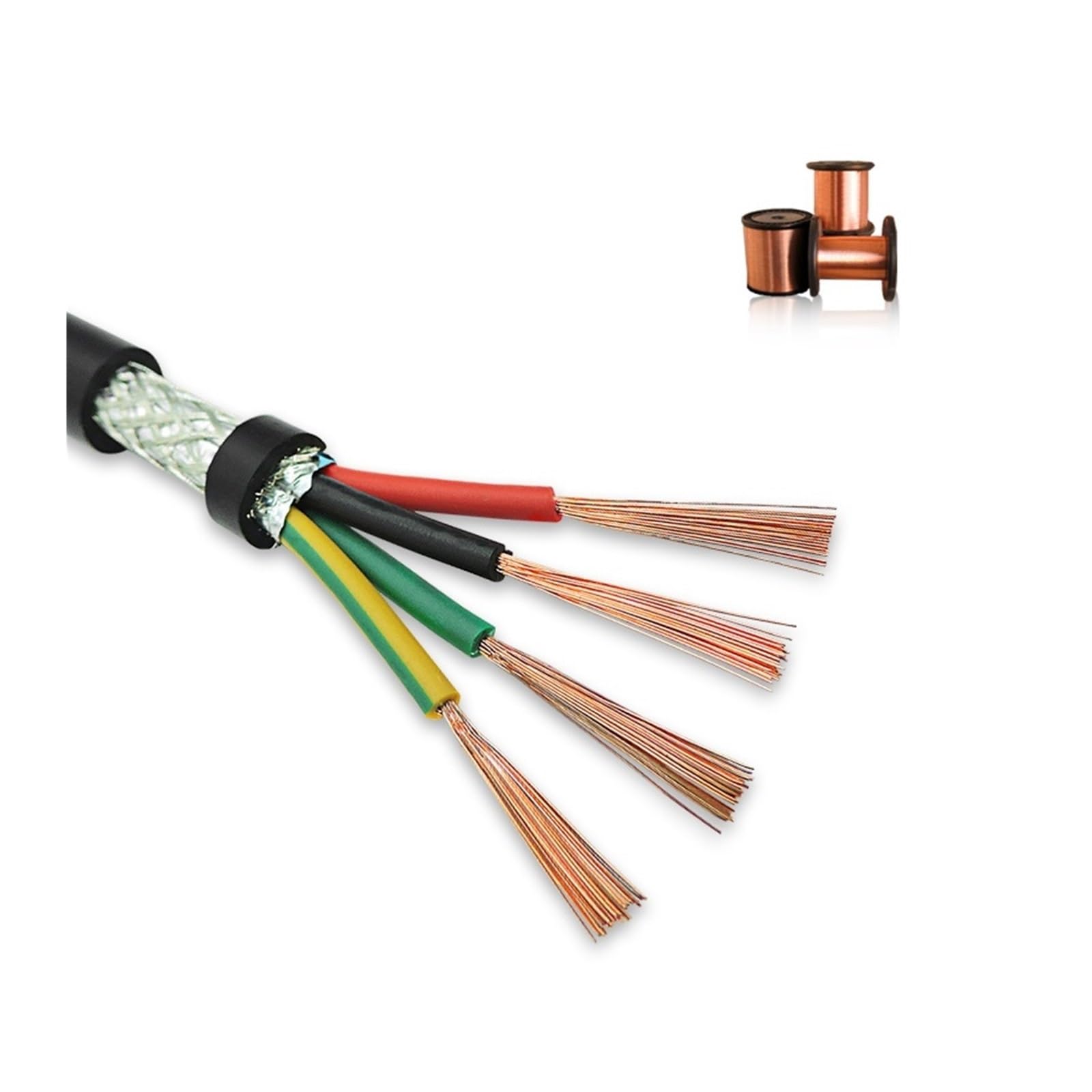 Ekranowany kabel sygnałowy RVVP o długości 10–20 m, drut miedziany z PVC 2–8 żył