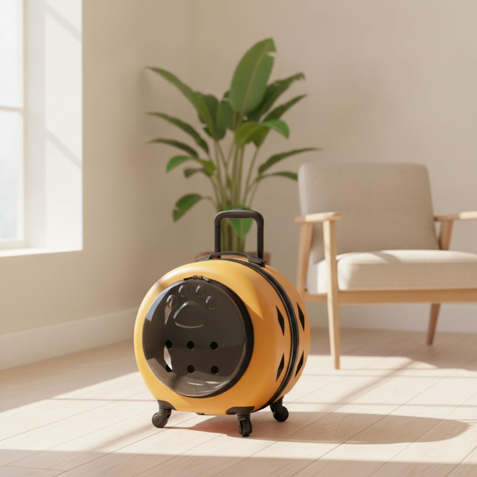 rockible Transportín con Ruedas Amplio Transportín con Asa Telescópica Reforzado para s Pequeños, Viajes, Amarillo