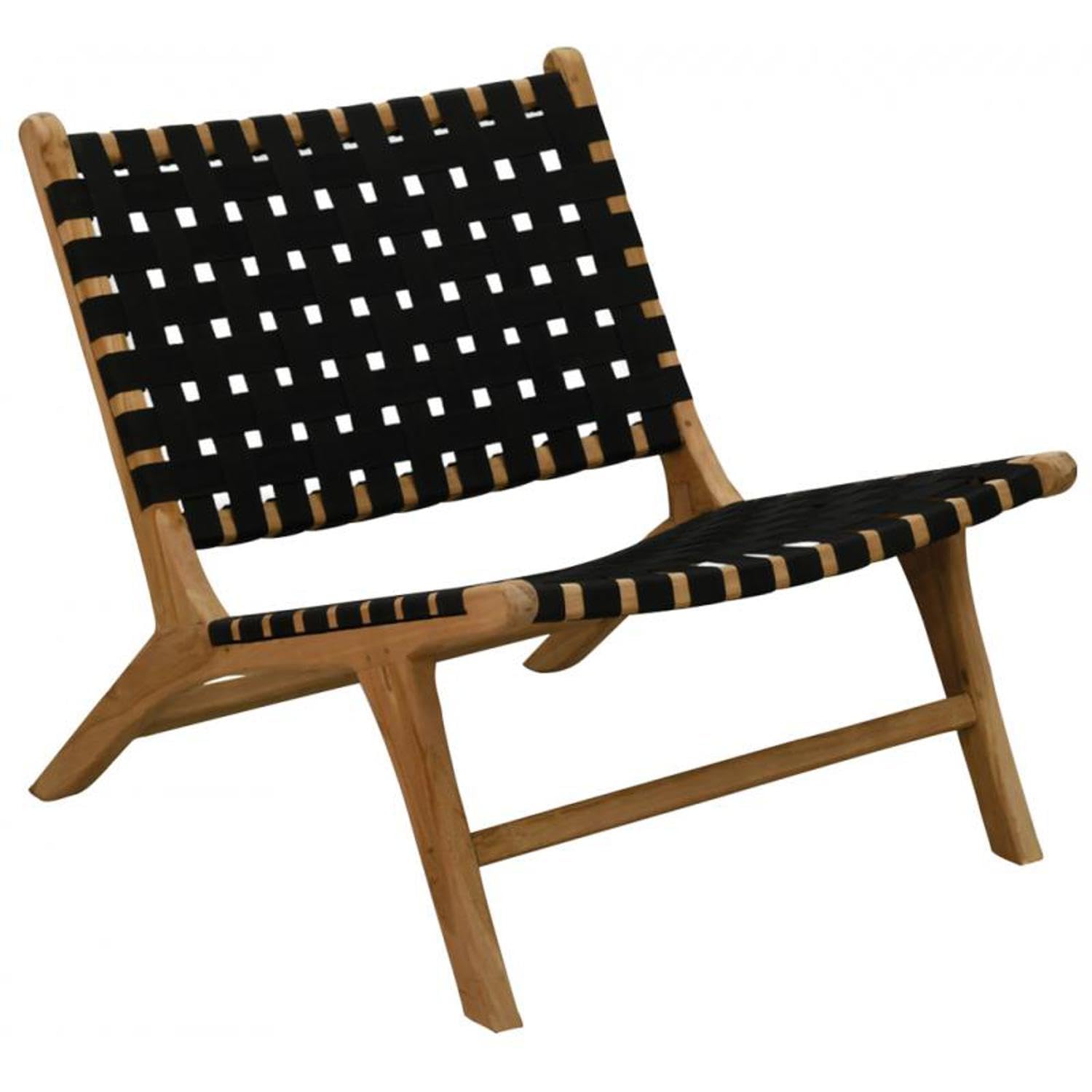 Fauteuil en teck massif AUBRY GASPARD et nylon tressé au design élégant