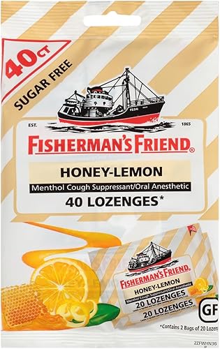 Fisherman's Friend Gotas para la tos, supresor de la tos y pastillas para el dolor de garganta, miel y limón sin azúcar, 5.52 mg mentol, 480 gotas