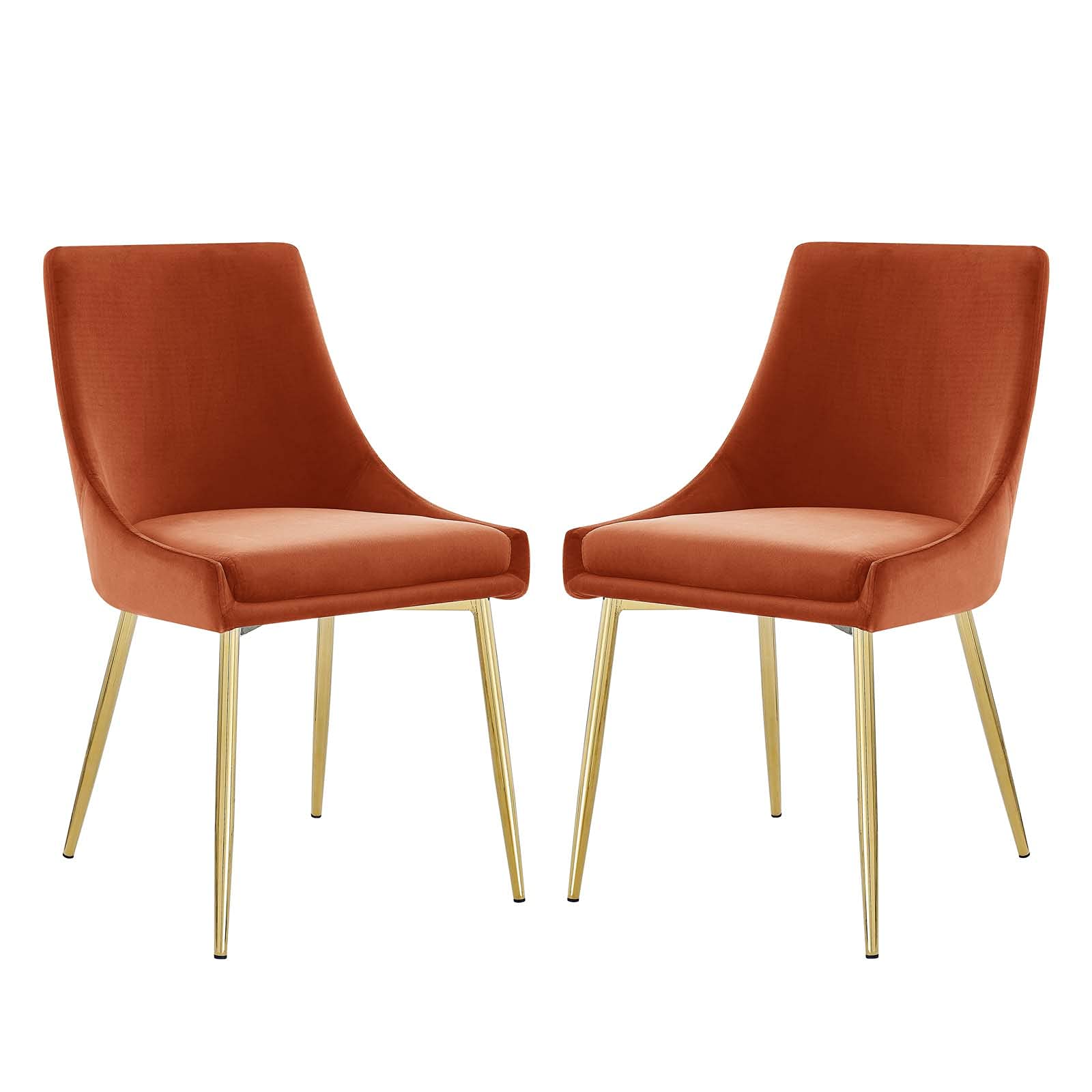 modway viscount performance velvet dining chairs-set of 2, orange