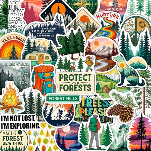 100Pcs Forest Stickers for Water Bottle Woodland Stickers - Forest Party Supplies & Decorations - Woodland Gifts - Gift for Women & Men