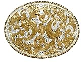 crumine Classic Filigrana hebilla – Plata chapado en oro – 3,5 x 4,5