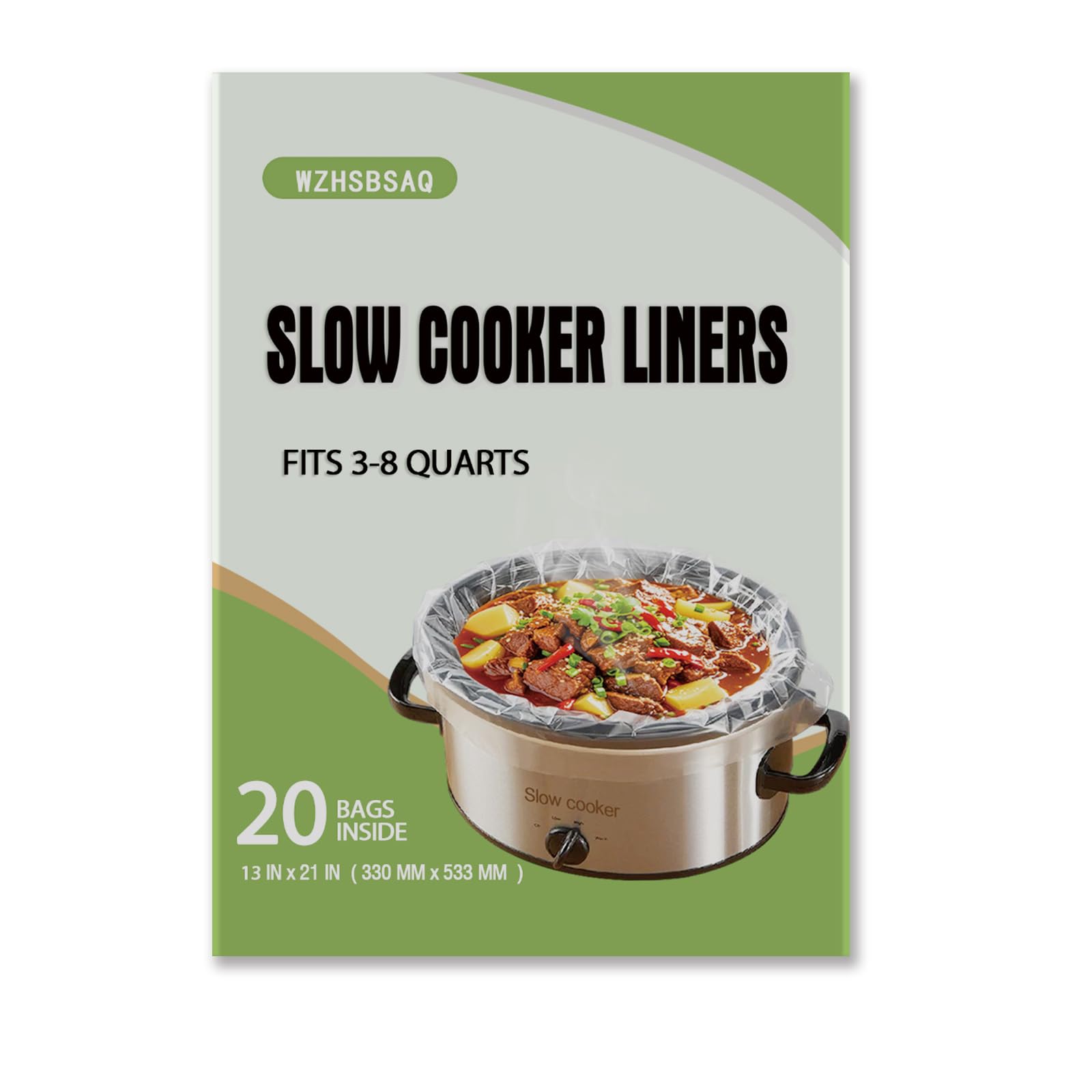 Slow Cooker Liners 20pcs, Large 13โ x 21โ Disposable Cooking Bags for 3QT to 8QT Slow Cookers, Cooking Tray for Oval and Round Pots (20)