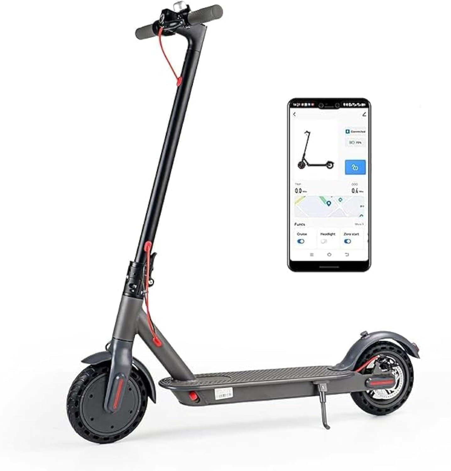 Hi8us Foldable Adult Electric Scooter 30km/h Bluetooth App Control Electric Scooter 78000MAH Lithium Battery Motorized Scooter 8.5-inch Pneumatic Cellular Solid Tire