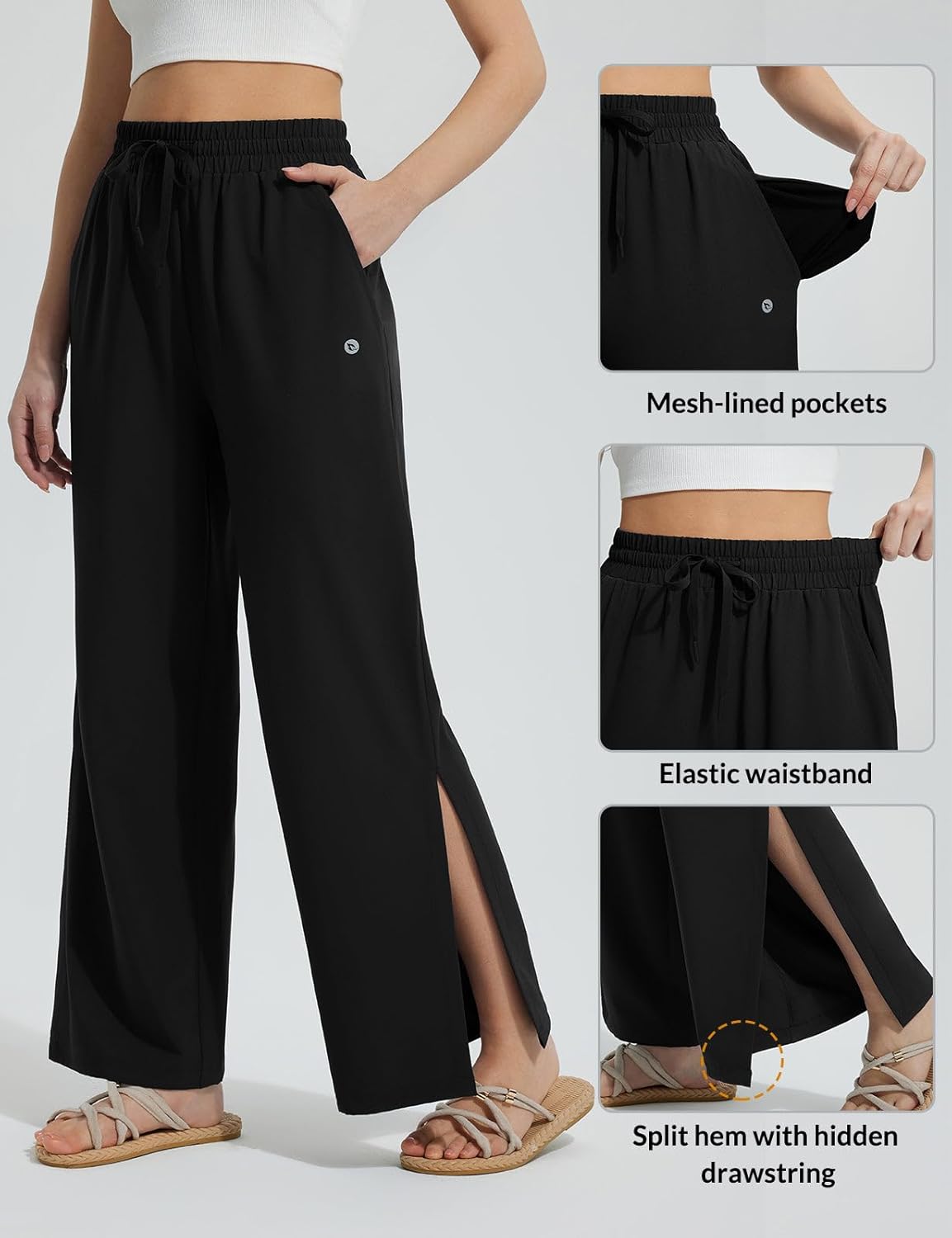 baleaf Women's Wide Leg Swim Pants UPF50+ Long Beach Pants High Waisted Lightweight Quick Dry Flowy Swim Capris with Pockets - Image 5