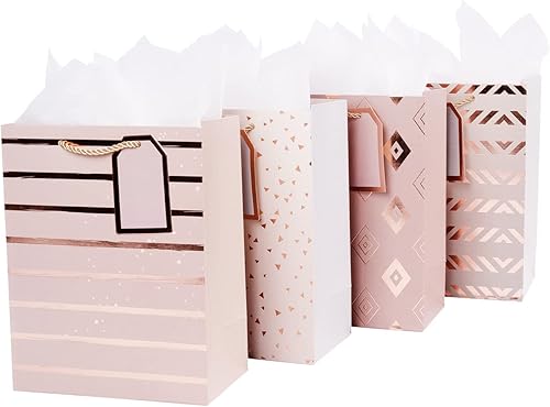 Miniatura 2 de Lyforpyton Paquete de 4 bolsas de regalo medianas con papel de seda de 7 x 9 x 3.9 pulgadas, bolsa de papel de regalo de mármol para fiesta de