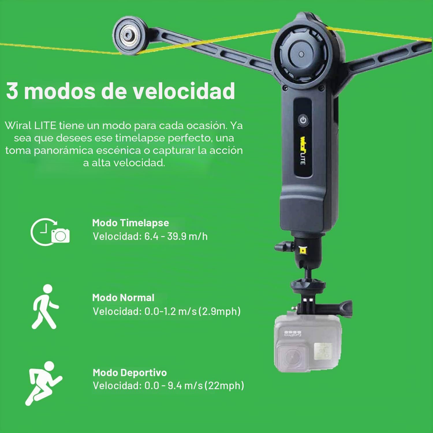 Wiral LITE - Cable y mando a distancia para cámaras de acción, smartphones, cámara 360 o DSLR hasta 3.3 lbs - Incluye estuche de viaje