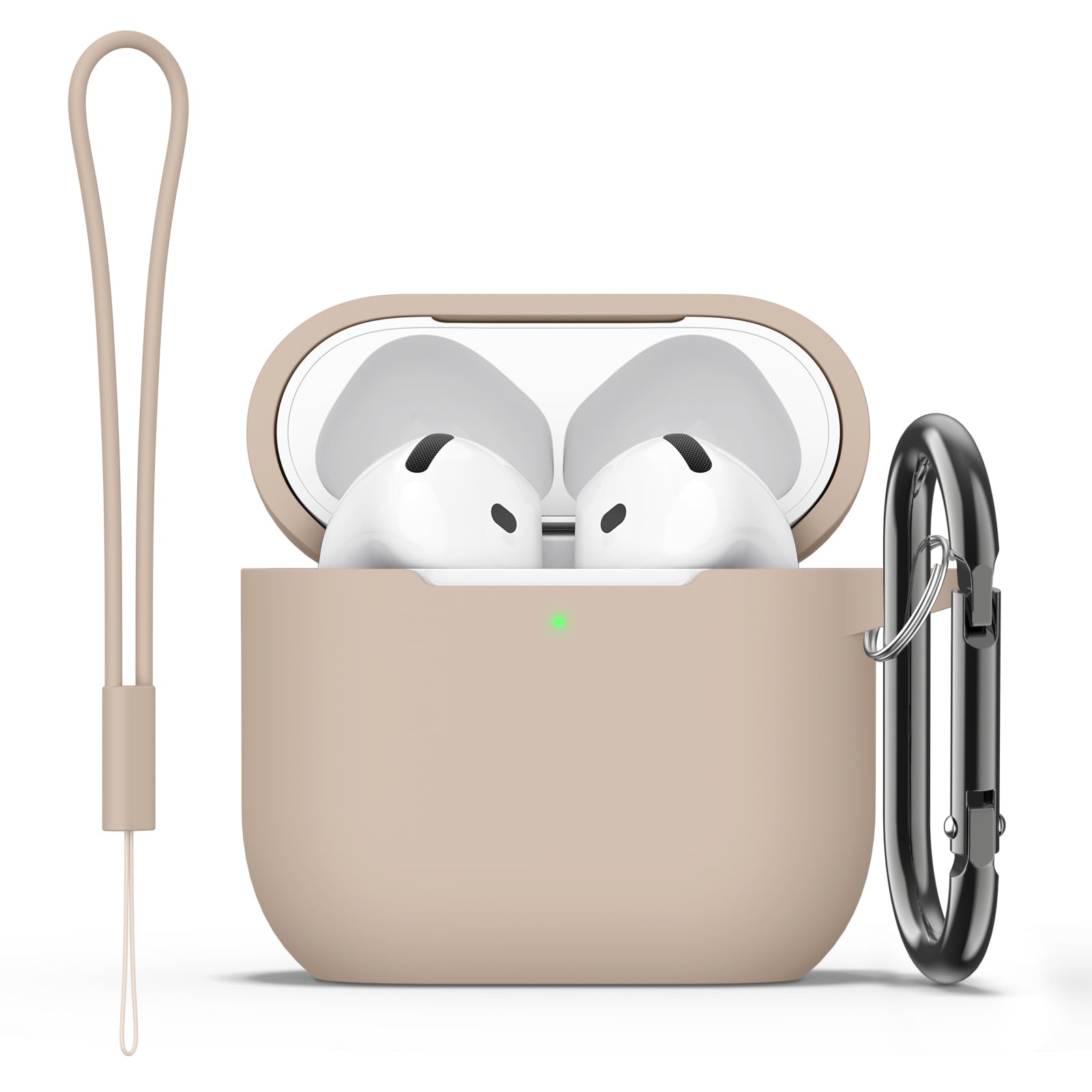 Tobfit Case for AirPods 4 Case Cover 2024 with Lanyard & Keychain, Soft Silicone Protective Case for Apple AirPods 4th Generation, Full Protection, Support Wireless Charging, Milk Tea-image-48
