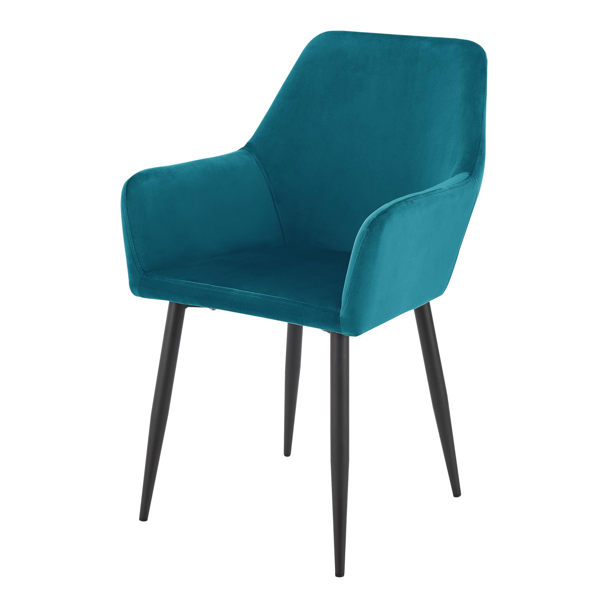 [en.casa] Juego de 2 Sillas de Comedor Hollola con Reposabrazos Set de 2 Sillas de Cocina Asientos tapizados Terciopelo y Acero 86 x 57 x 56 cm Altura del Asiento: 48 cm - Turquesa
