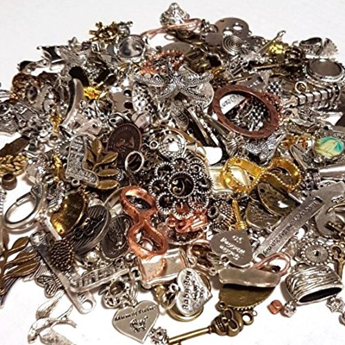 Vintage Pendant Mix, 100g Metal Beads and Connectors for Necklaces Charm Mix, Colourful, Silver, Gold - Image 3