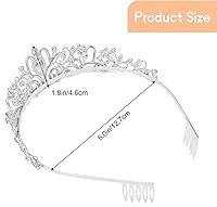 Vista 2 de PAPARELA Corona de cristal plateado, tiaras y coronas de diamantes de imitación rosas para mujer, diadema con peines, corona de concurso, tiara