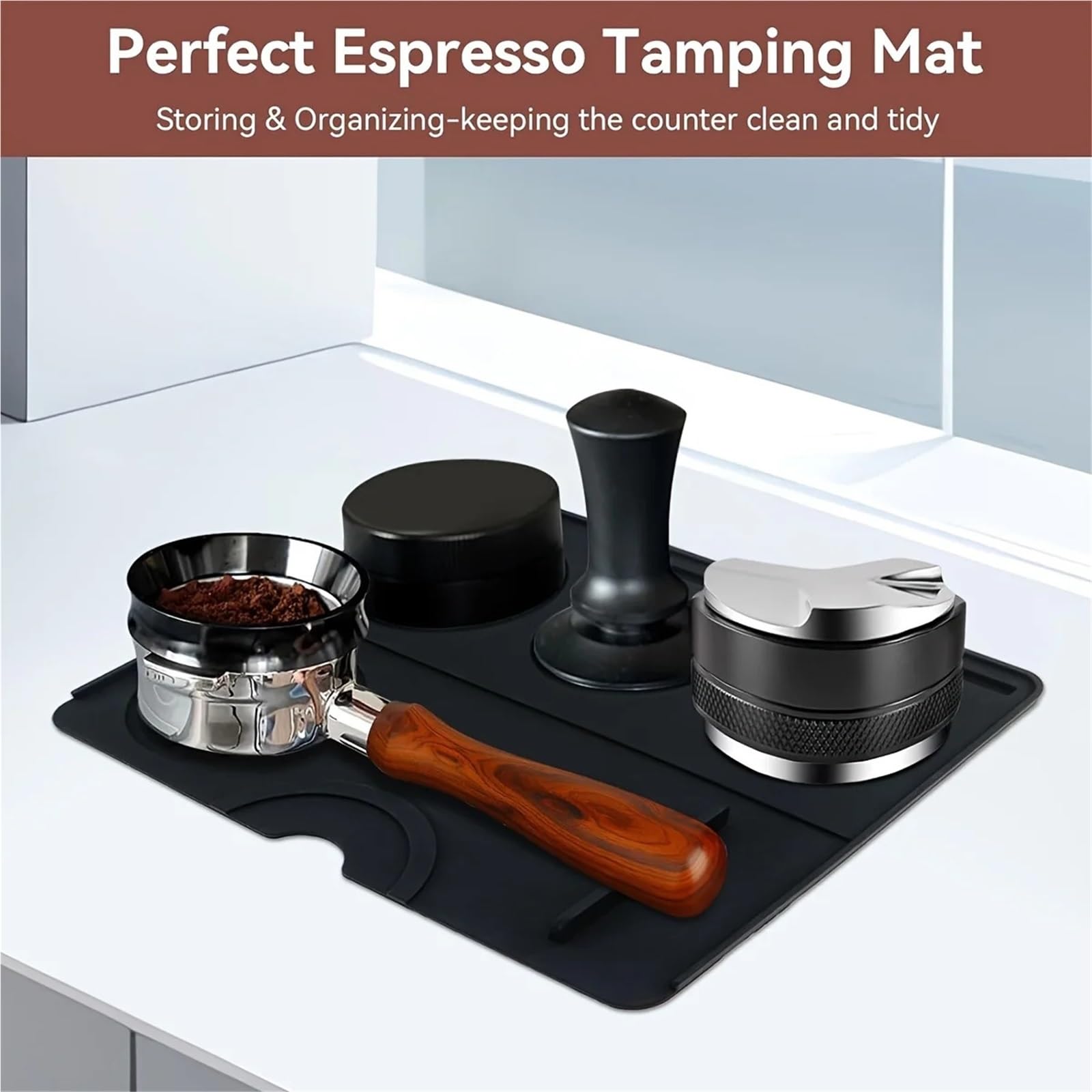 2pcs Coffee Tamping Mat Silicone Non Slip Holder Pad Press Cushion Tool Accessory Tamp Station for Home And Cafe(Grey)