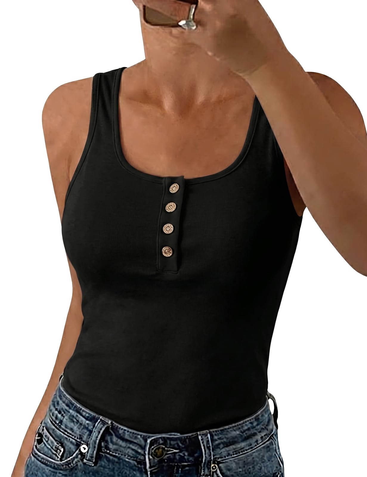 PASUDA Canotta Donna Estive Tops Canottiera Senza Maniche Casual Girocollo Tank Top Eleganti Sexy Slim Fit Maglietta Basic