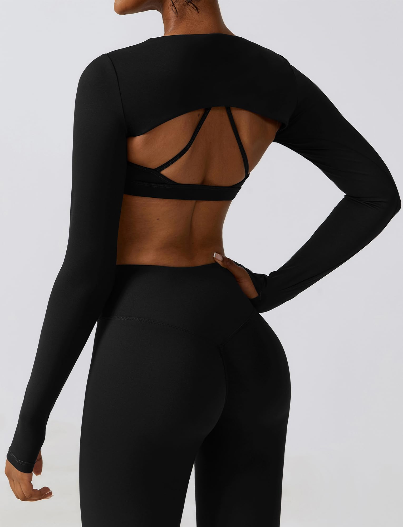 Femmes Vêtements de Yoga Crop Top,Séchage Rapide Haut de Sport,T-Shirt Femme Slim Moulant à Manches,Yoga Vêtements de Sport Trou du Pouce Slim T-Shirt,S-XL
