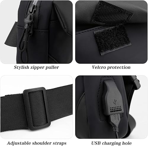 Miniatura 3 de Riñoneras de pecho cruzado para mujeres y hombres para viajes al aire libre, senderismo, Riñonera - Negro