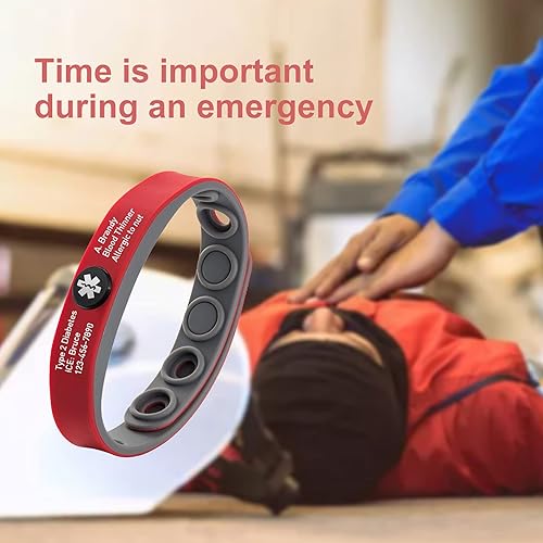 Miniatura 6 de MissNaNa Pulsera de identificación de alerta médica personalizada para hombres y mujeres, grabado gratuito, pulseras médicas de emergencia de