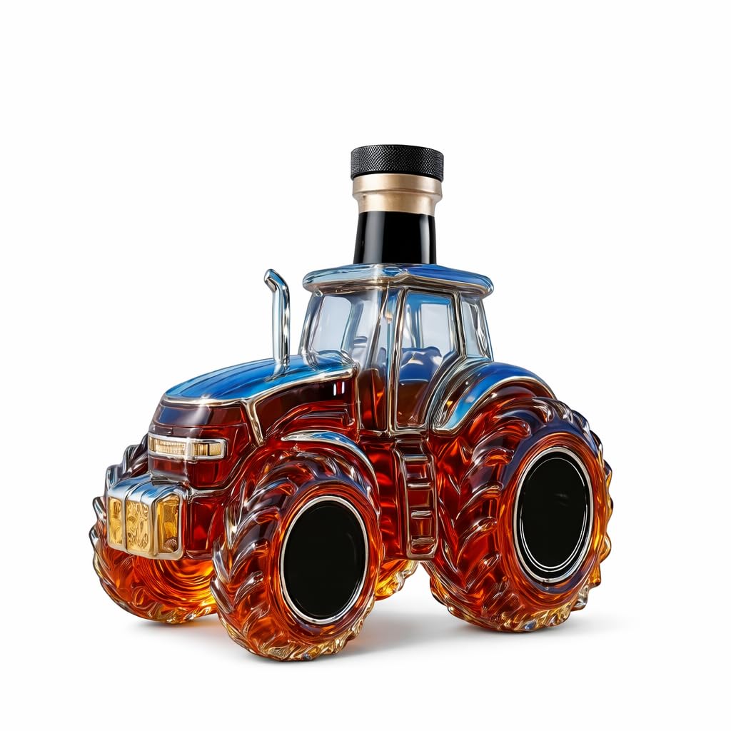 Bulldog Tracteur Carafe en verre 300 ml – Carafe en forme de tracteur, carafe à whisky/liqueur, cadeau pour hommes, artisans et agriculteurs – Cadeau pour homme