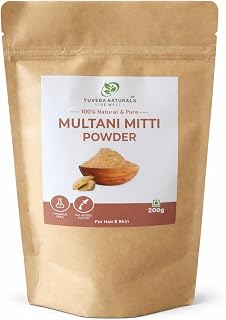 Multani Mitti Powder for face, Removes Dead Skin, Detan, Cleanses Pores, Glowing Skin (200g) Price In India