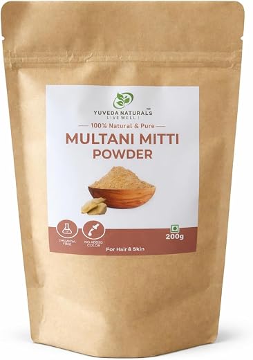 Multani Mitti Powder for face, Removes Dead Skin, Detan, Cleanses Pores, Glowing Skin (200g)