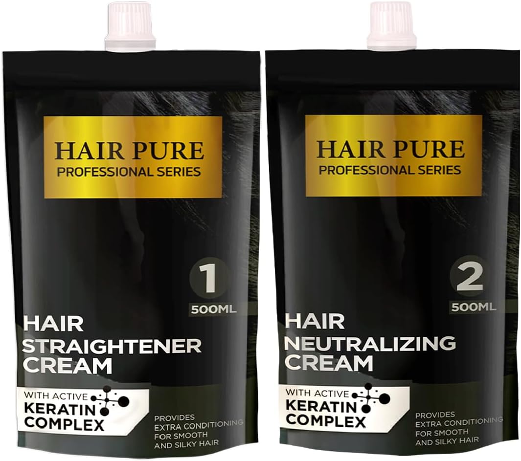 Straightener Cream with Active Keratin Complex | Professional Hair Smoothing Treatment with Argan Oil & Heat Protection | Long-Lasting Silky Straight Hair | Frizz Control| Hair Straightener Cream (500ml)