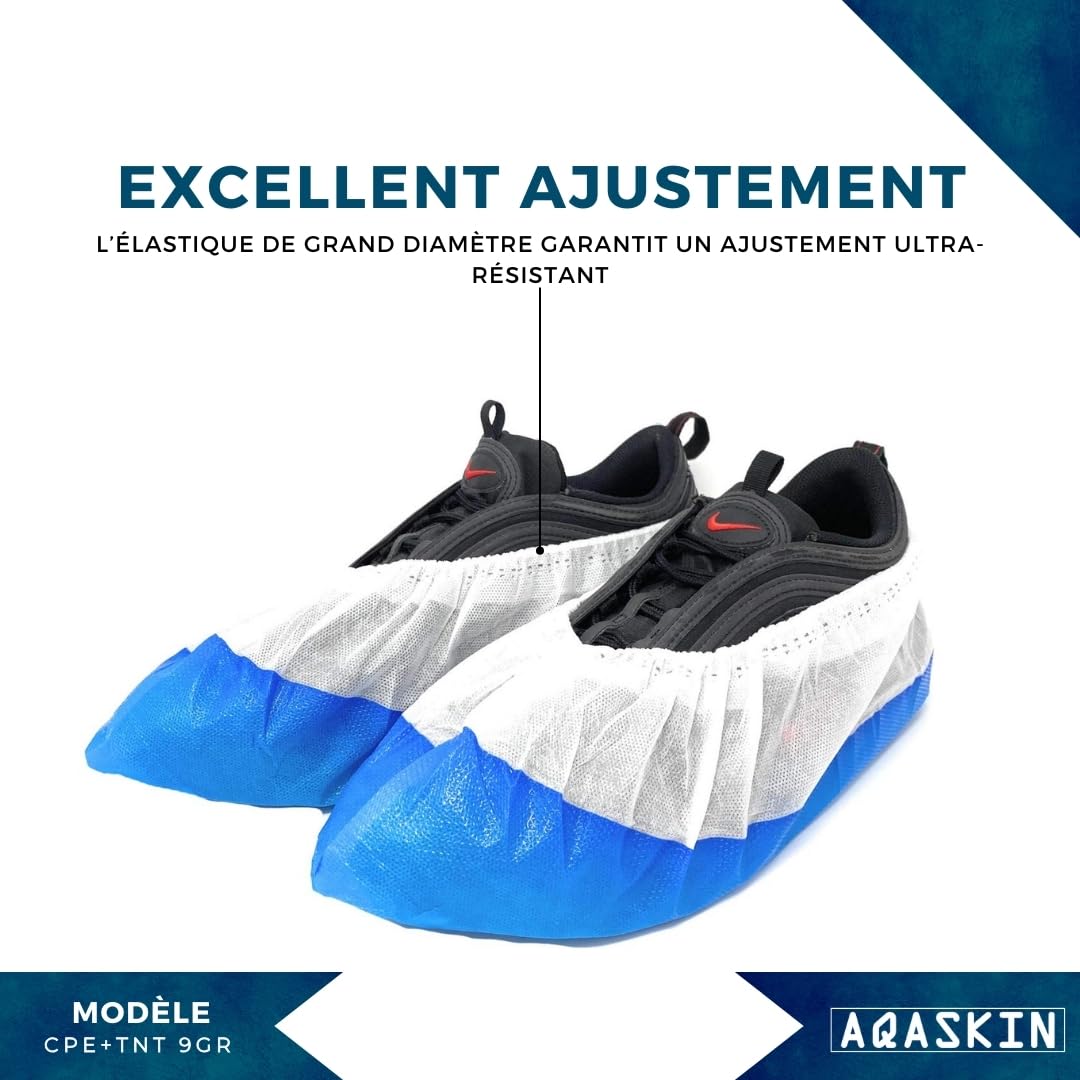 Couvre-chaussures jetables imperméables antidérapants à haute résistance, chaussures jetables en CPE + TNT EXTRA RÉSISTANT, Quantité 100-1000 pièces. (Quantité 100 pièces)