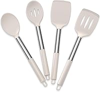 Vista 15 de E-far Juego de 2 espátulas de silicona, espátulas sólidas y ranuradas para utensilios de cocina antiadherentes, utensilios de cocina de goma