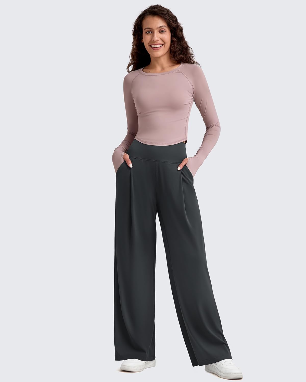 G4Free BareFeel High Stretch Wide Leg Pants for Women Soft High Waisted Pleated Casual Pants with Pockets 28"/30"/32" - Image 7
