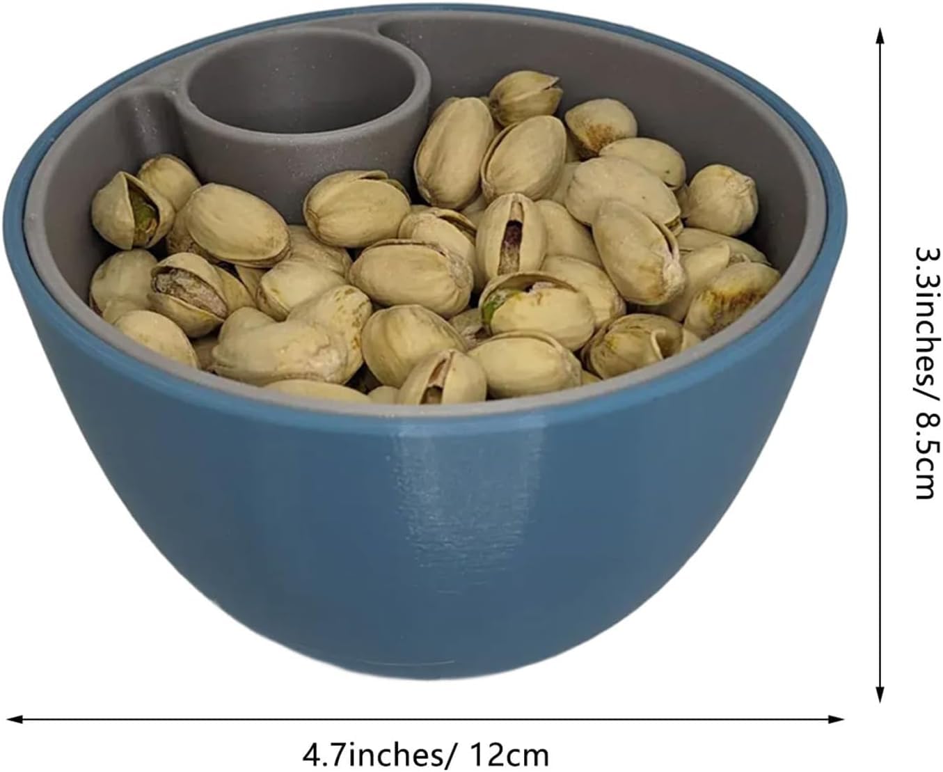 3D-bedruckte Nuss- und Samenschüssel, Doppelkammer-Pistazien-Schüssel-Set mit Schalen-Aufbewahrungshalter, große Doppelschalen, Snack-Servierschalen für Pistazien, Erdnüsse, Edamame, Nüsse, Früchte